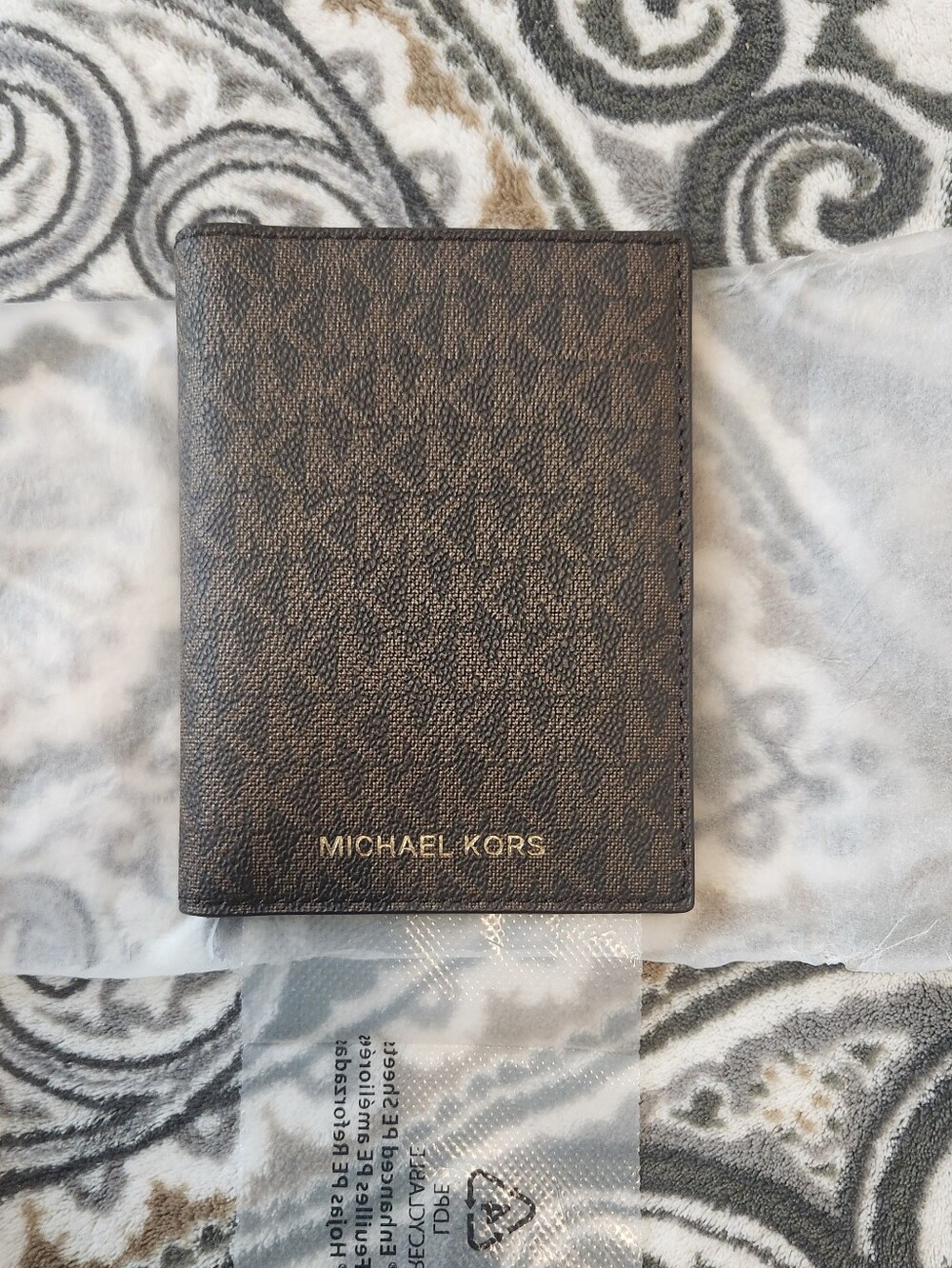Michael Kors Dark Brown Textured Leather Card & Passport Holder
